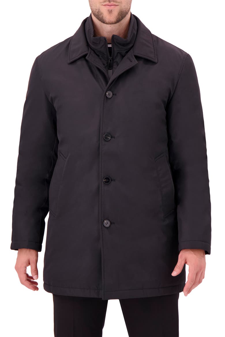 Removable Mock Neck Water Resistant Jacket, Main, color, BLACK