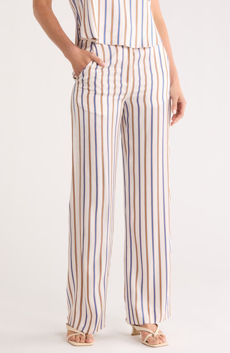 Veronica Beard Girgore Stripe Wide Leg Pants, Main, color, Sand/Slate Blue