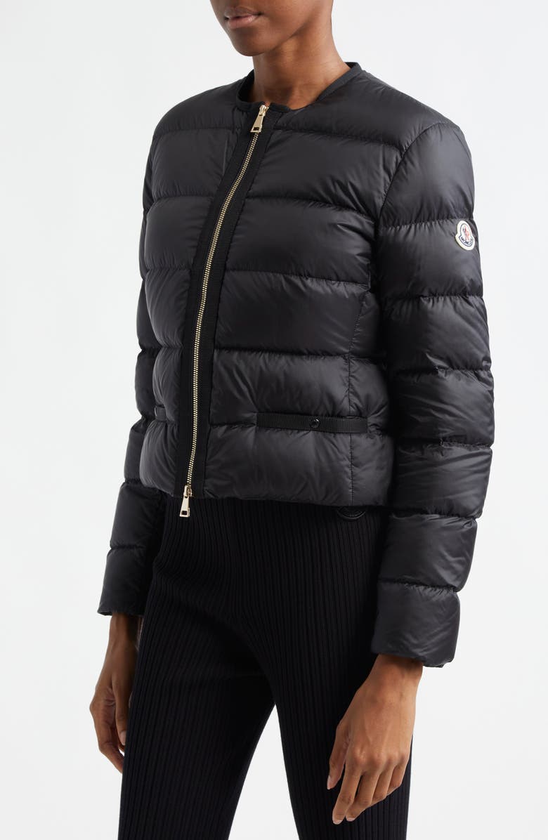 Moncler Laurine Down Crop Jacket, Alternate, color, Black