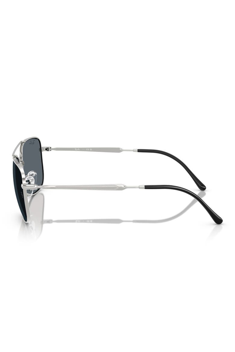 59mm Rectangular Aviator Sunglasses, Alternate, color, SILVER