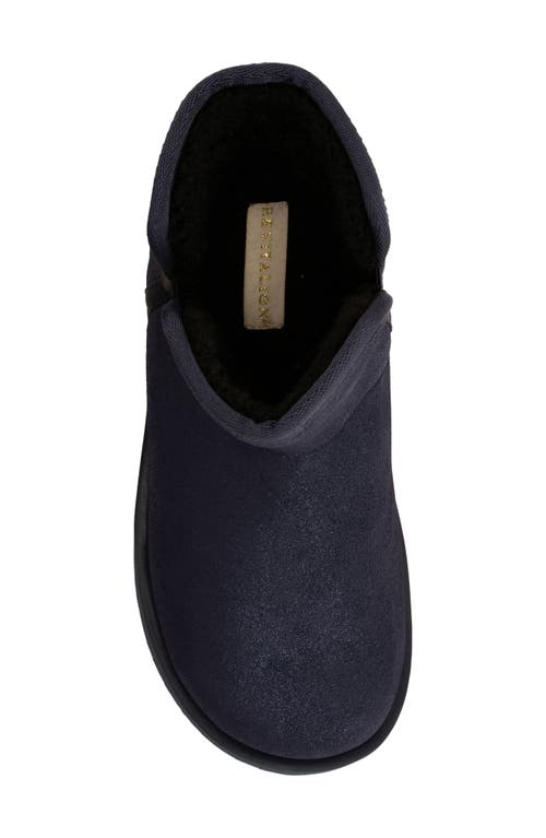 Revitalign Aspen Fireside Faux Fur Lined Leather Bootie Slipper In Blue