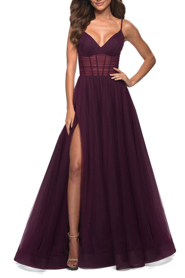 Tulle Ballgown, Alternate, color, DARK BERRY