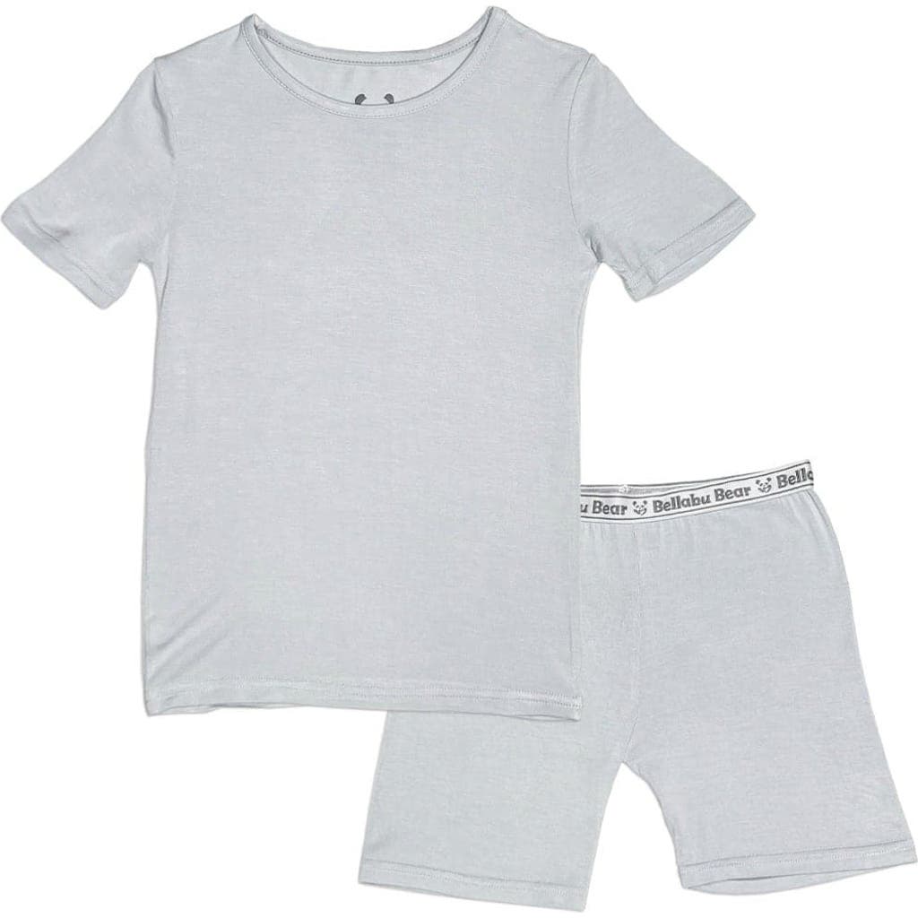Bellabu Bear Cloud Grey Kids 2-piece Short Sleeve & Shorts Pajama Set In Cloud Grey