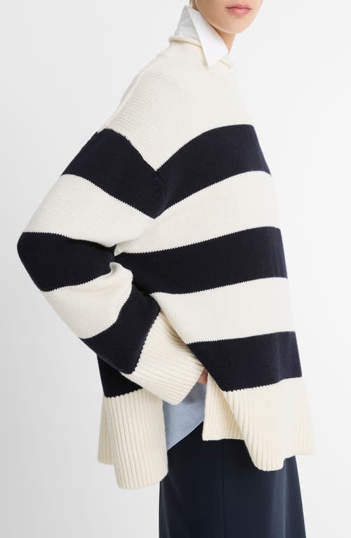 Shop Vince Stripe Merino Wool & Cotton Sweater