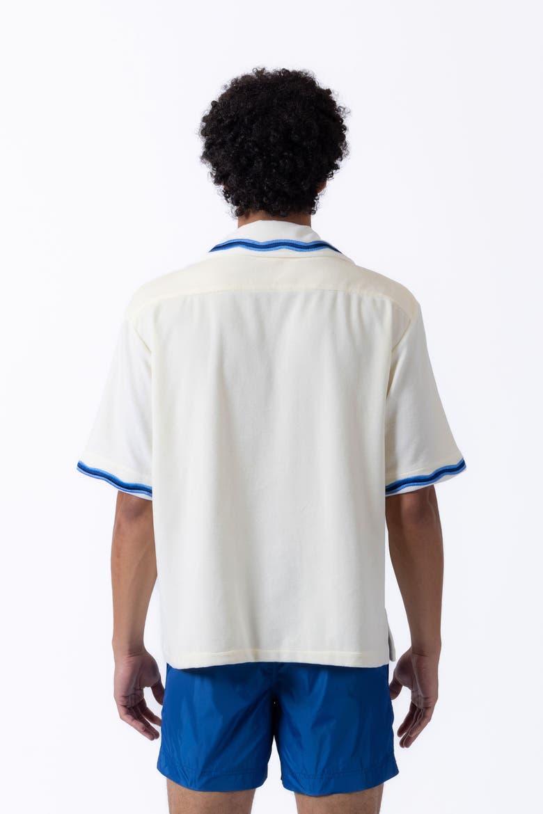 Luka Wave Embroidered Terry Shirt, Alternate, color, Off White/Blue