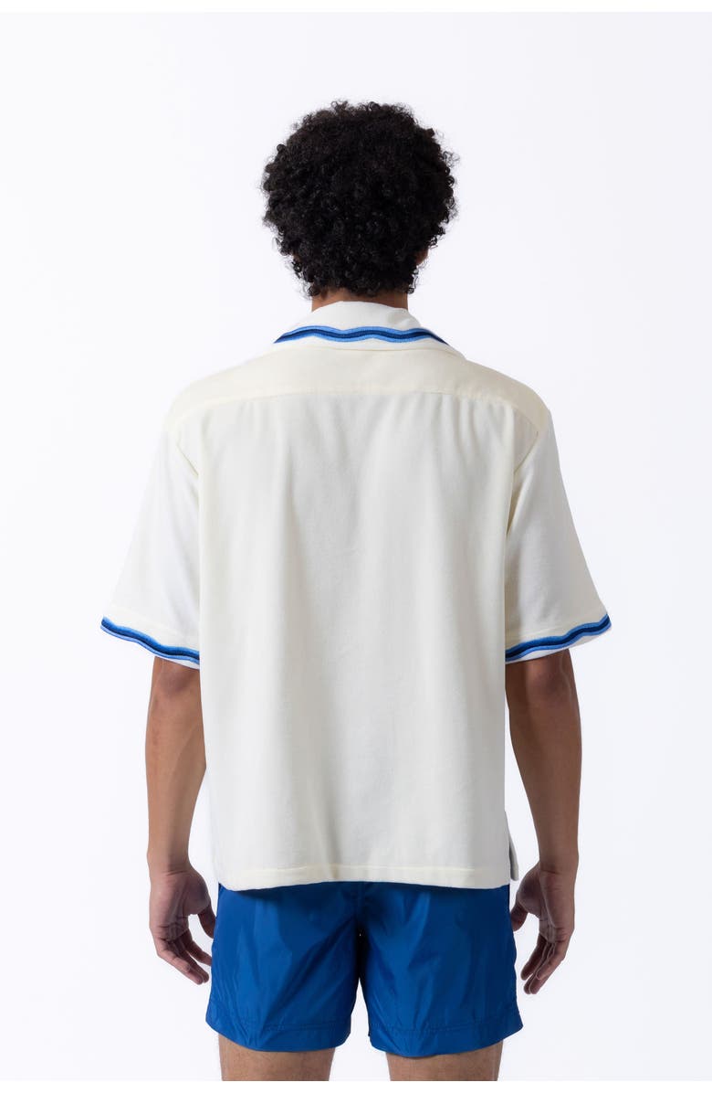 PRINCE & BOND Luka Wave Embroidered Terry Shirt, Alternate, color, Off White/Blue