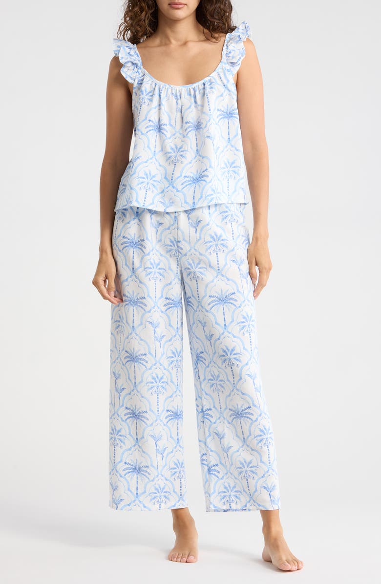 PJ Salvage Ruffle Long Pajamas, Main, color, Ice Blue