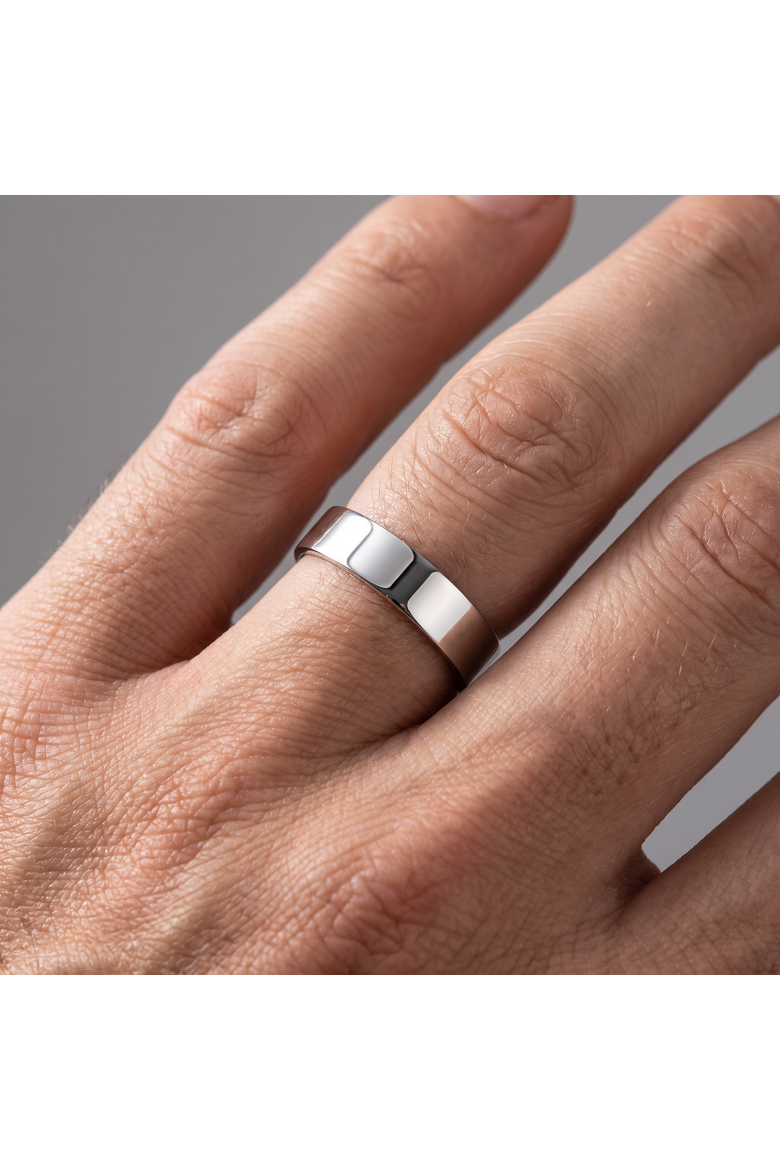 6mm Flat High Polished Wedding Band 14K Gold, Alternate, color, 14k White Gold
