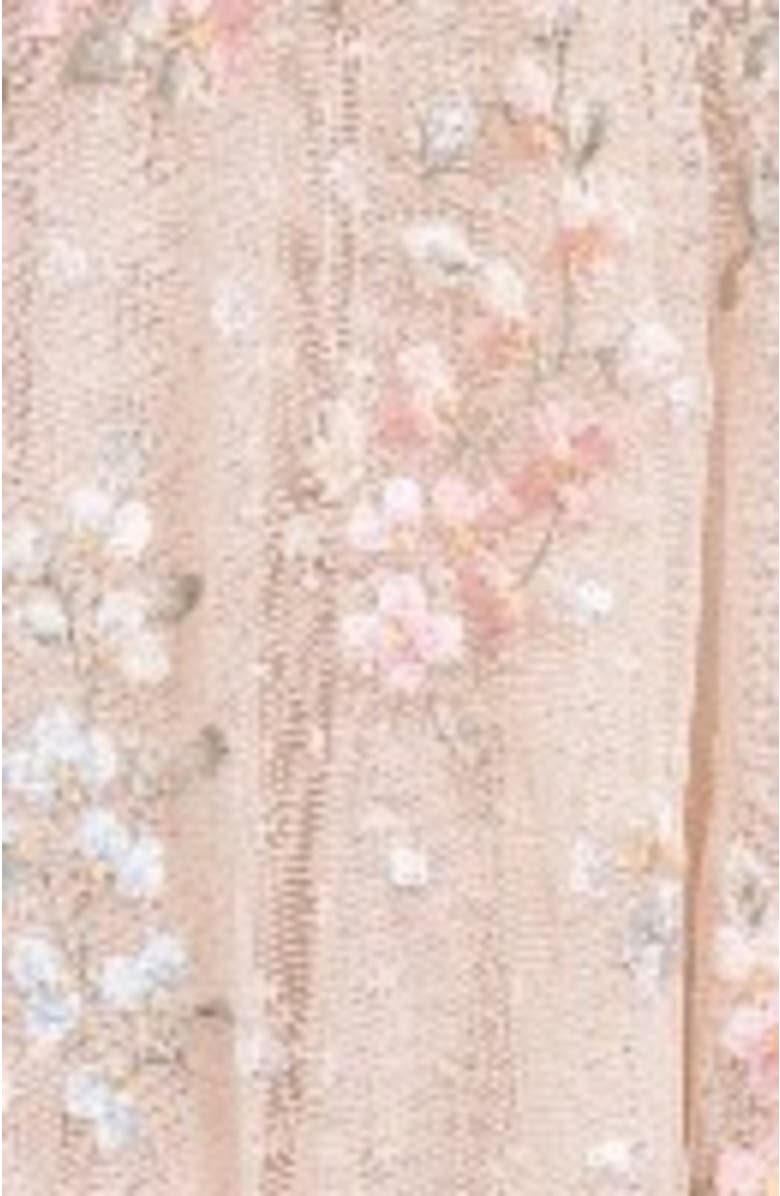 Needle & Thread Versailles Ditsy Cape Sleeve Ankle Gown, Alternate, color, Cream