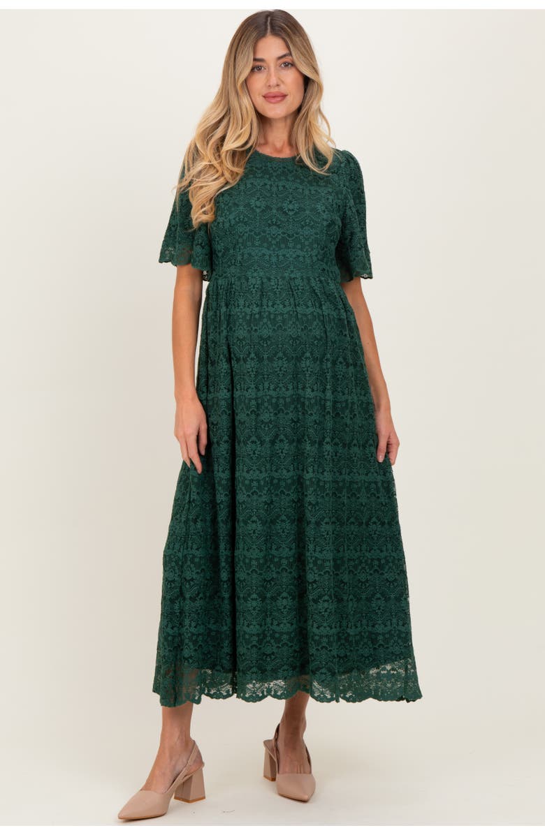 PinkBlush Floral Lace Midi Dress, Main, color, Forest Green