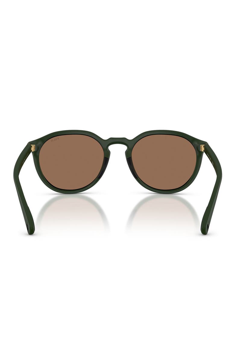 53mm Round Sunglasses, Alternate, color, MATTE DARK GREEN / DARK BROWN
