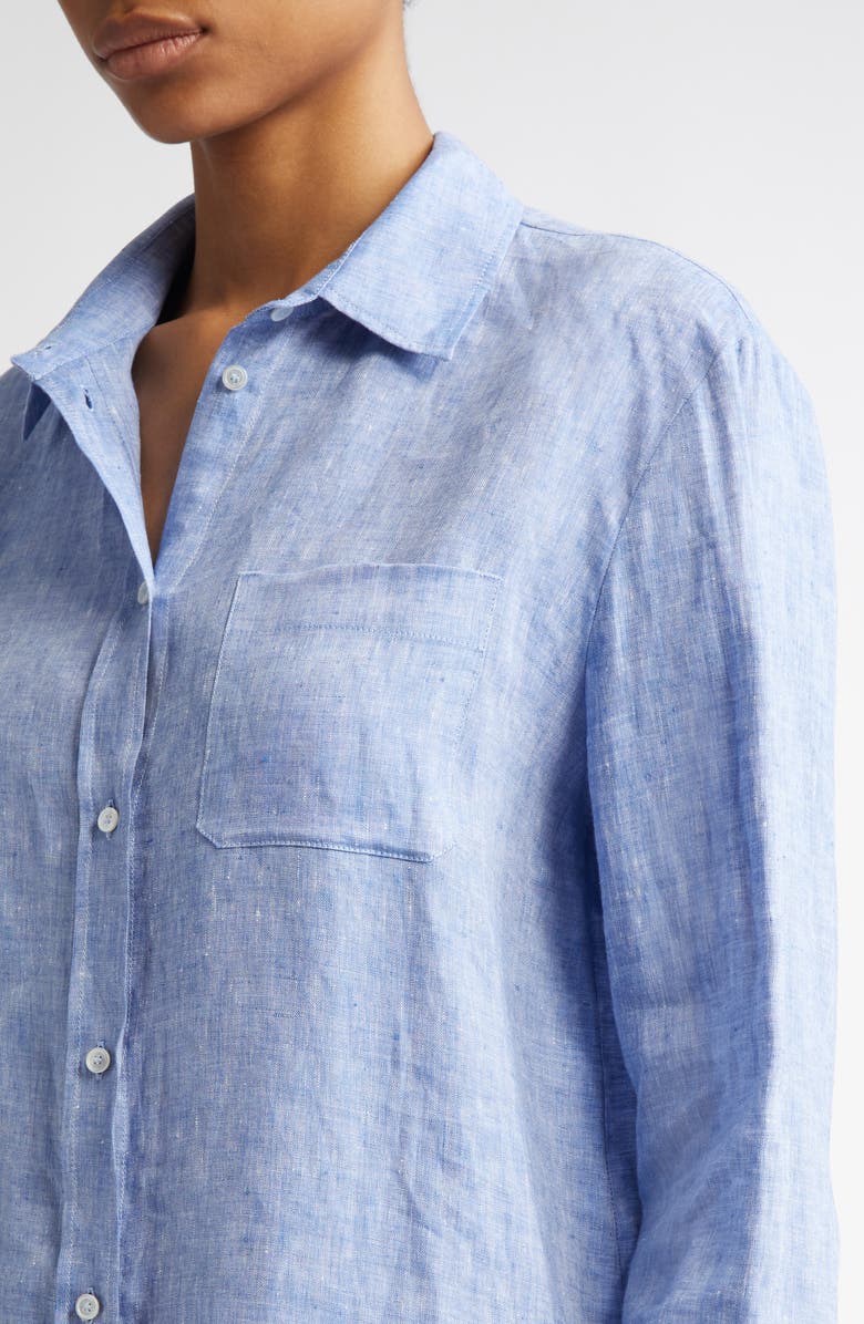 Max Mara Elise Linen Button-Up Shirt, Alternate, color,