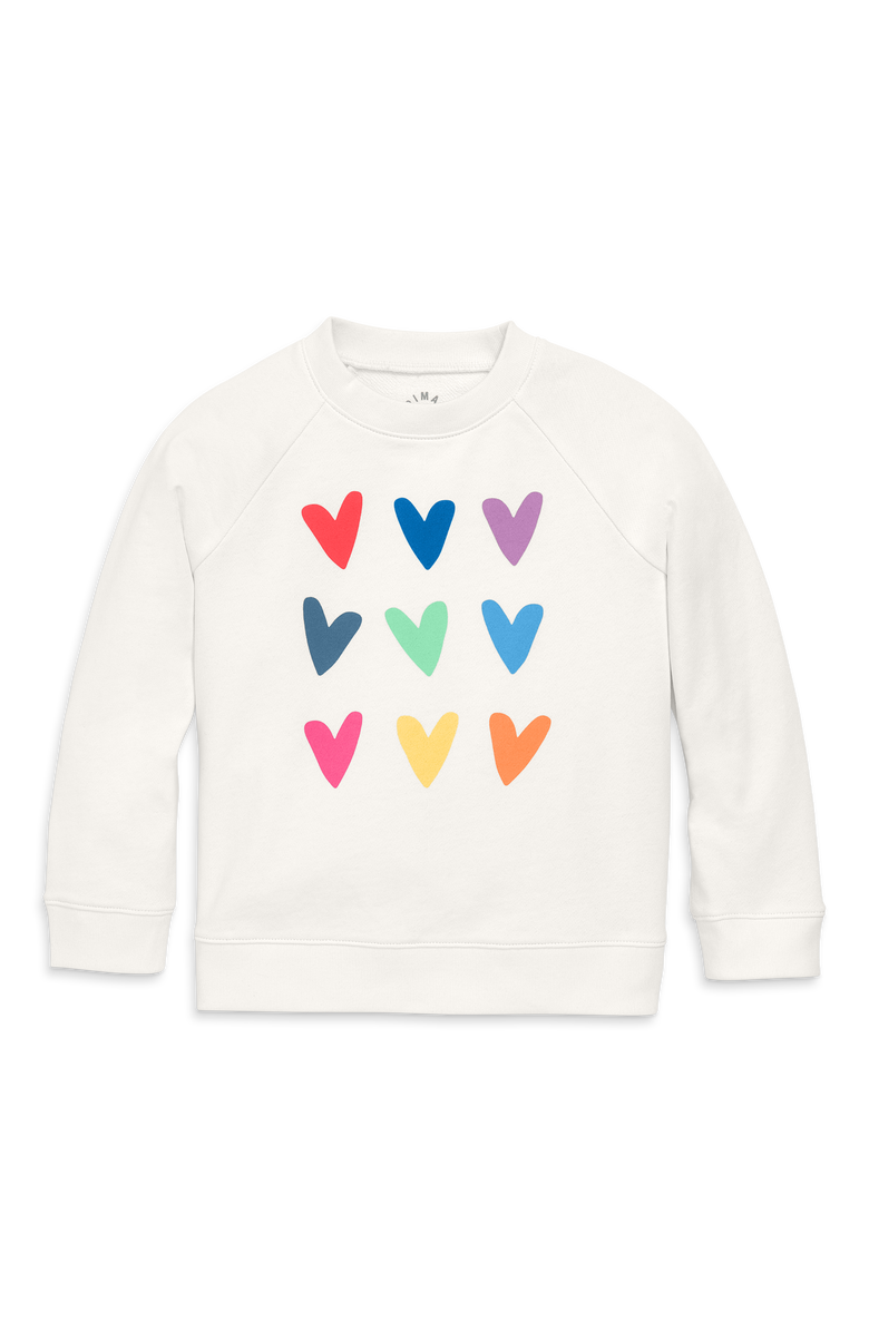 Primary Kids Rainbow Heart Sweatshirt, Main, color, Ivory Stacked Hearts