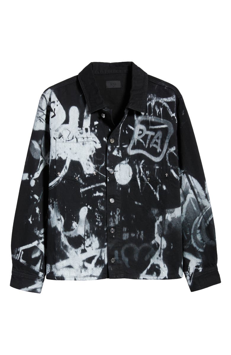 RtA Norris Graffiti Shirt Jacket, Main, color, Graffiti Graphite