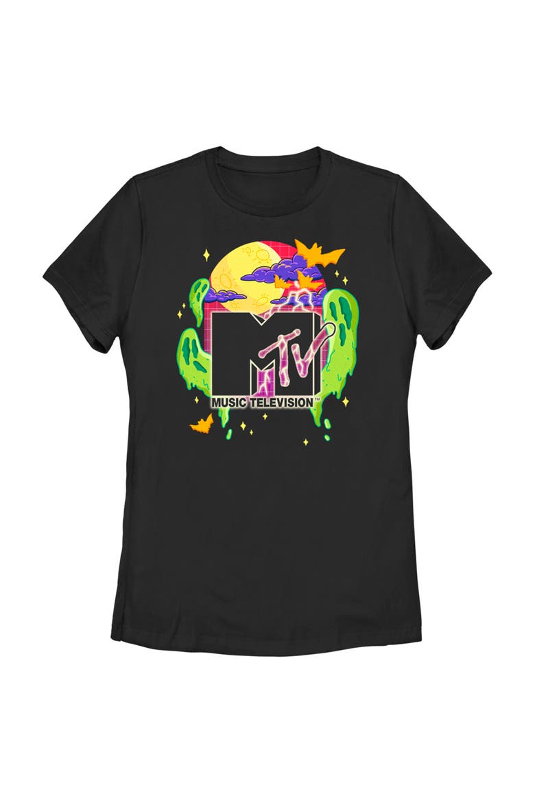 Women's MTV Colorful Halloween Logo T-Shirt, Main, color, Black