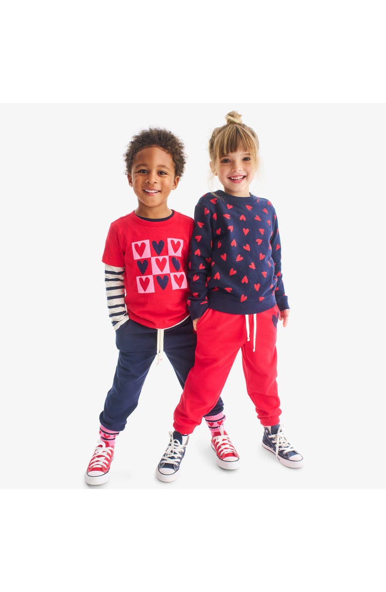 Primary Kids Sweatshirt In Confetti Hearts, Alternate, color, Navy Mini Lollipop Hearts