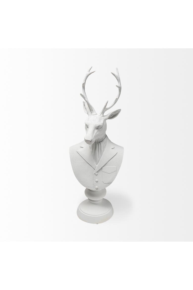Mozart Painted Resin Deer In A Suit Bust, Alternate, color, White
