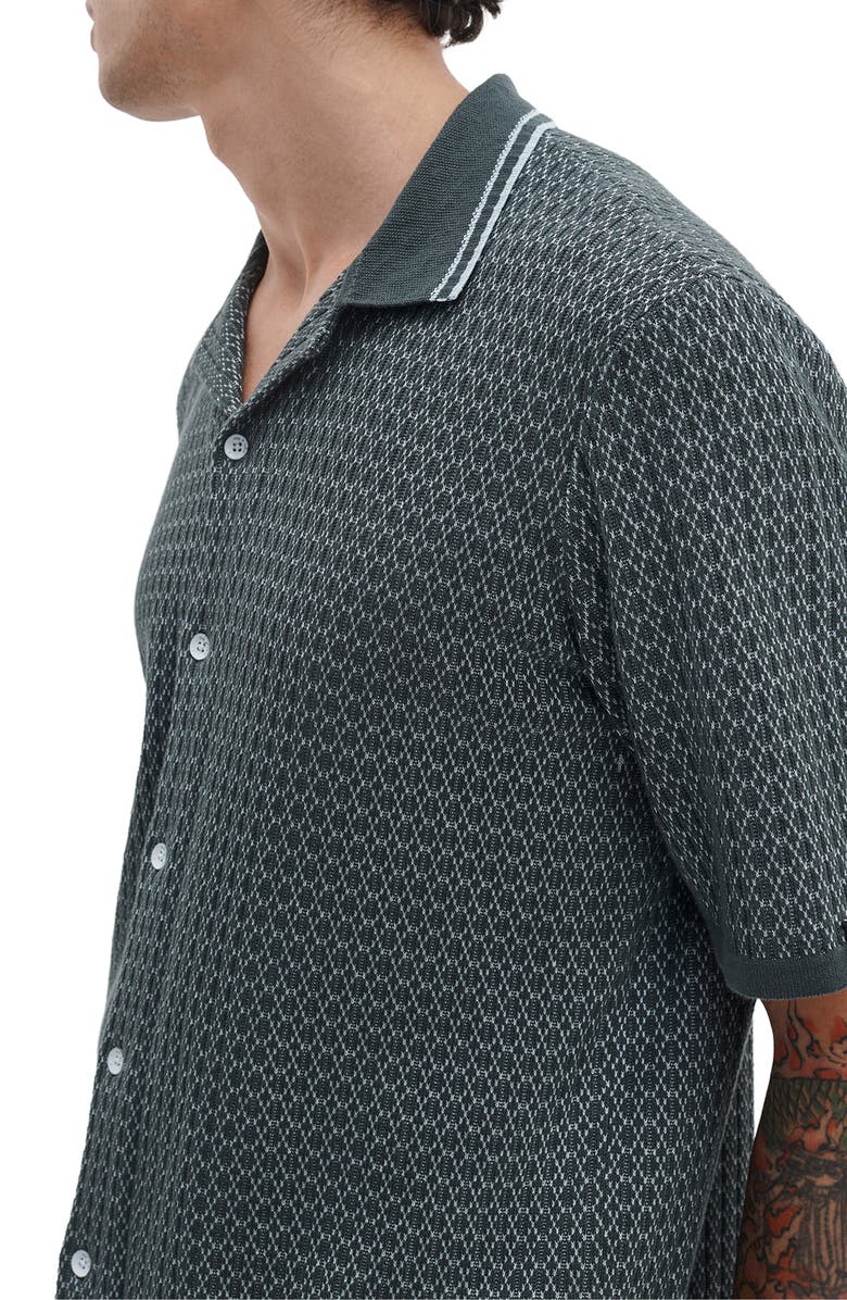 rag & bone Harvey Cross Stitch Camp Shirt, Alternate, color, Charcoal Grey