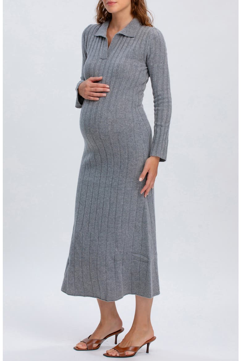 Beatrice Maternity Midi Dress, Alternate, color, STEEL