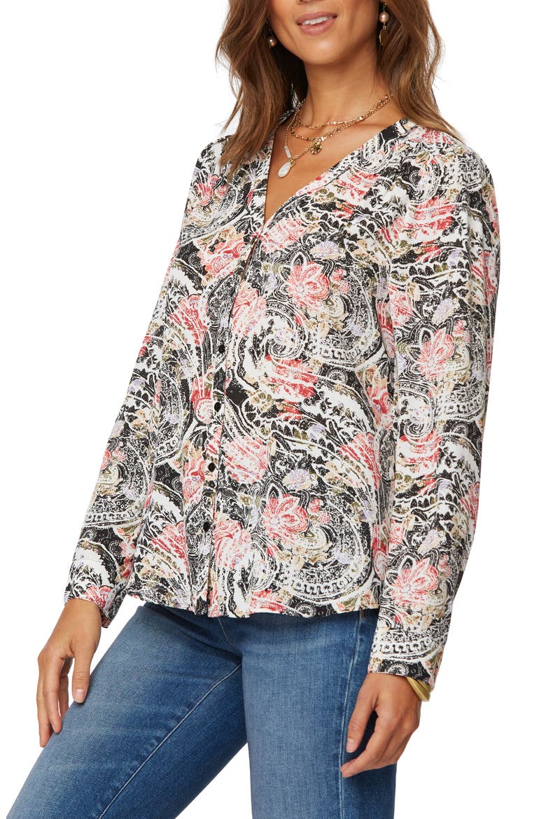 Smock Detail Long Sleeve Top, Main, color, HAYWARD PAISLEY