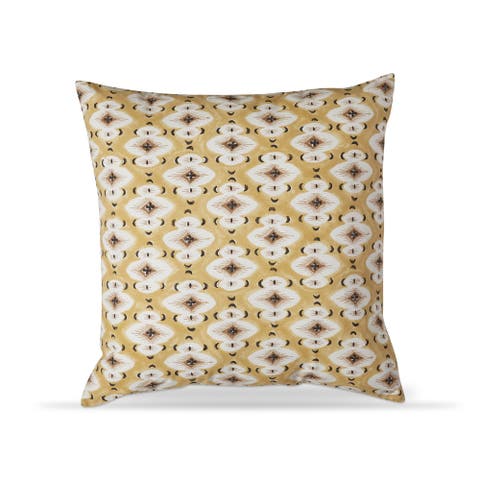 Diamond Block Print Cotton Throw Pillow Yellow Accent