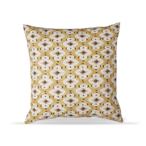 Tag 22"x22" Diamond Block Print Cotton Accent Decorative Throw Pillow Poly Filled Removable Insert S In Gold