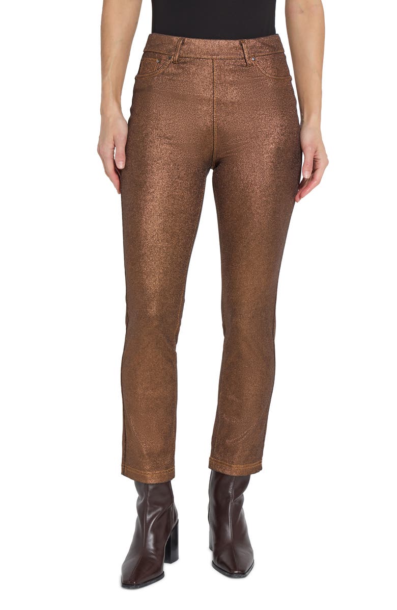 Lysse Metallic Coated Straight Leg Ankle Jeans, Main, color,