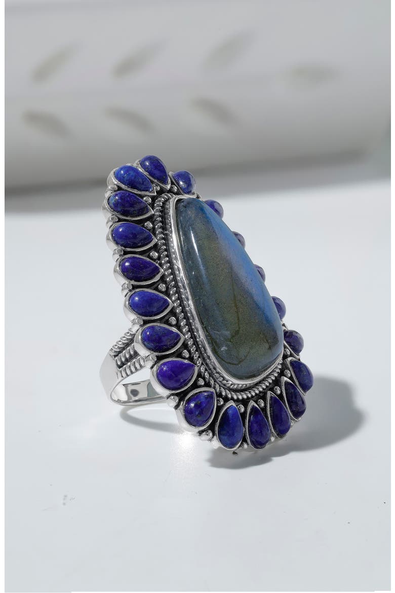 Labradorite Statement Ring, Alternate, color, BLUE