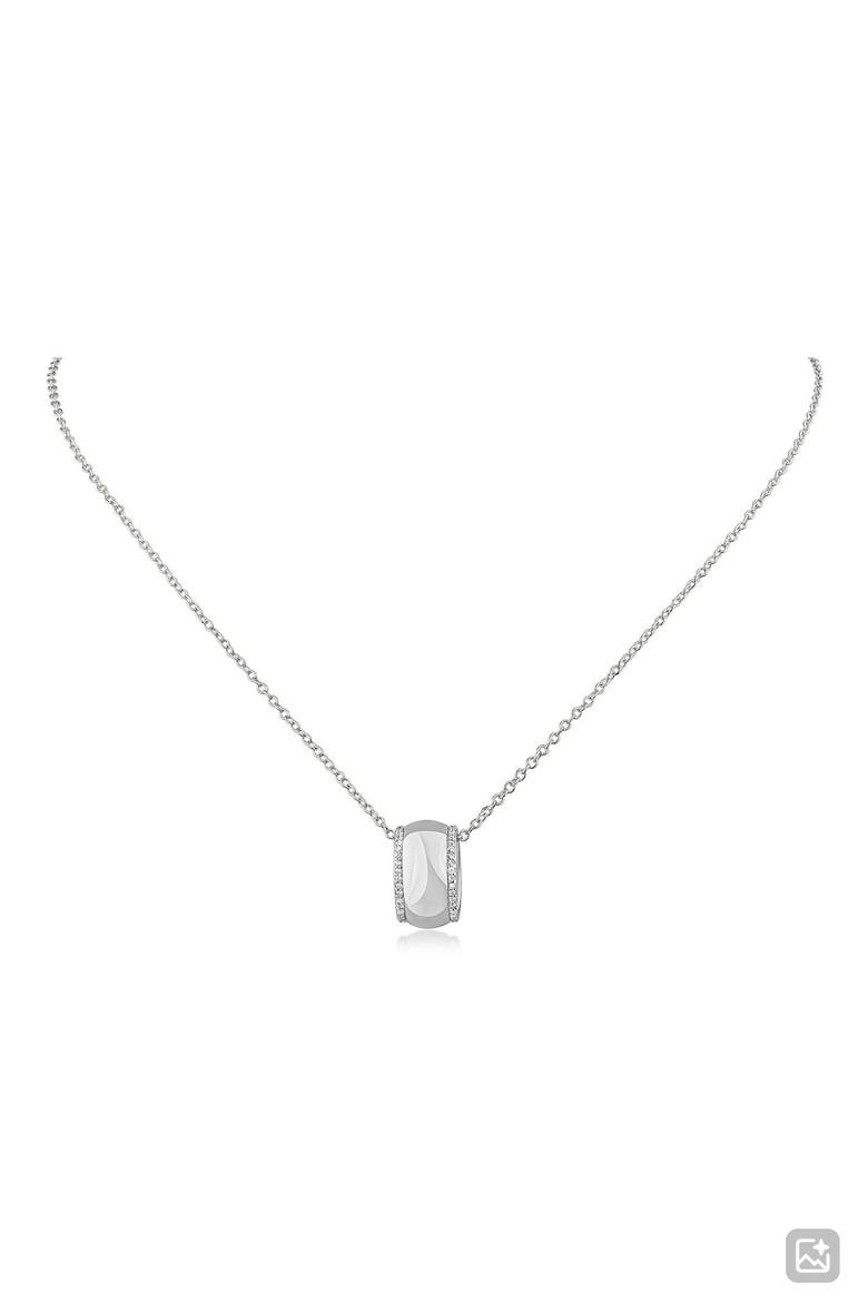 Pavé Cubic Zirconia Ring Pendant Necklace, Main, color, RHODIUM PLATED