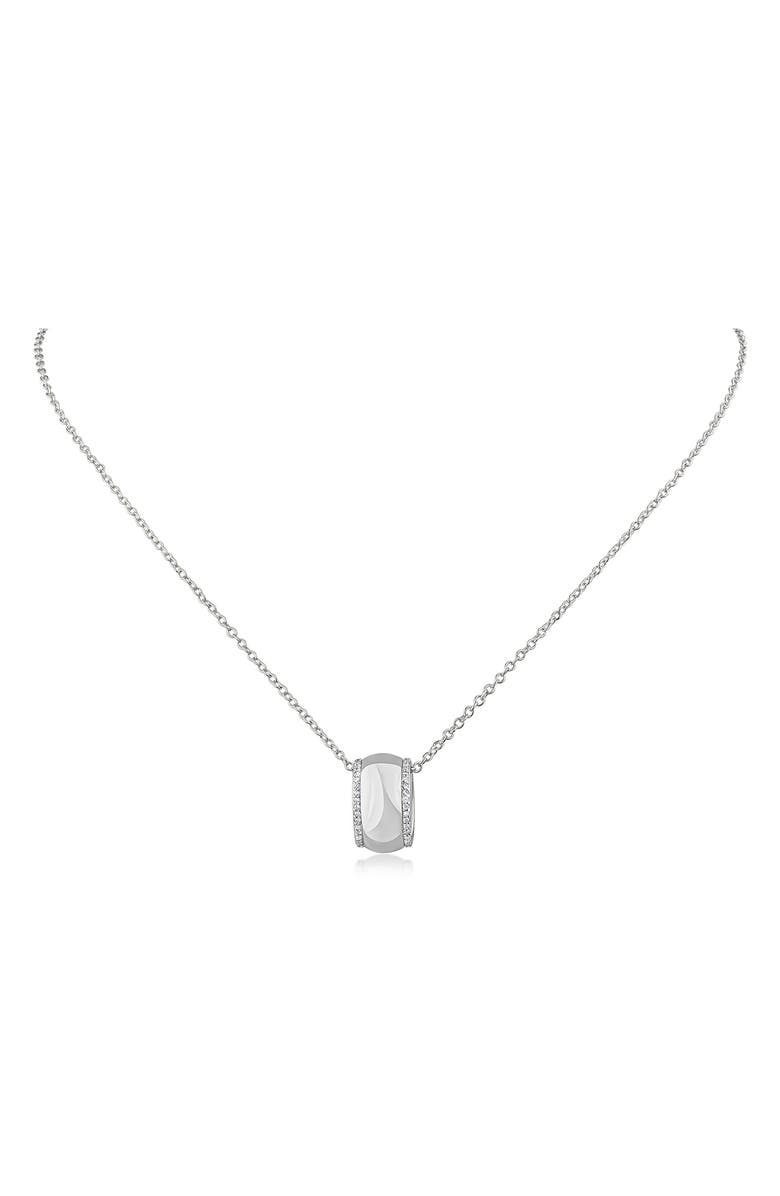 CZ by Kenneth Jay Lane Pavé Cubic Zirconia Ring Pendant Necklace, Main, color, Rhodium Plated