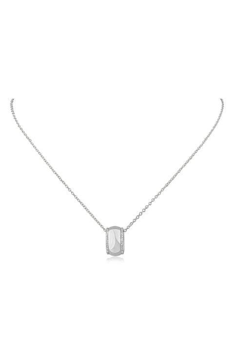 Pavé Cubic Zirconia Ring Pendant Necklace
