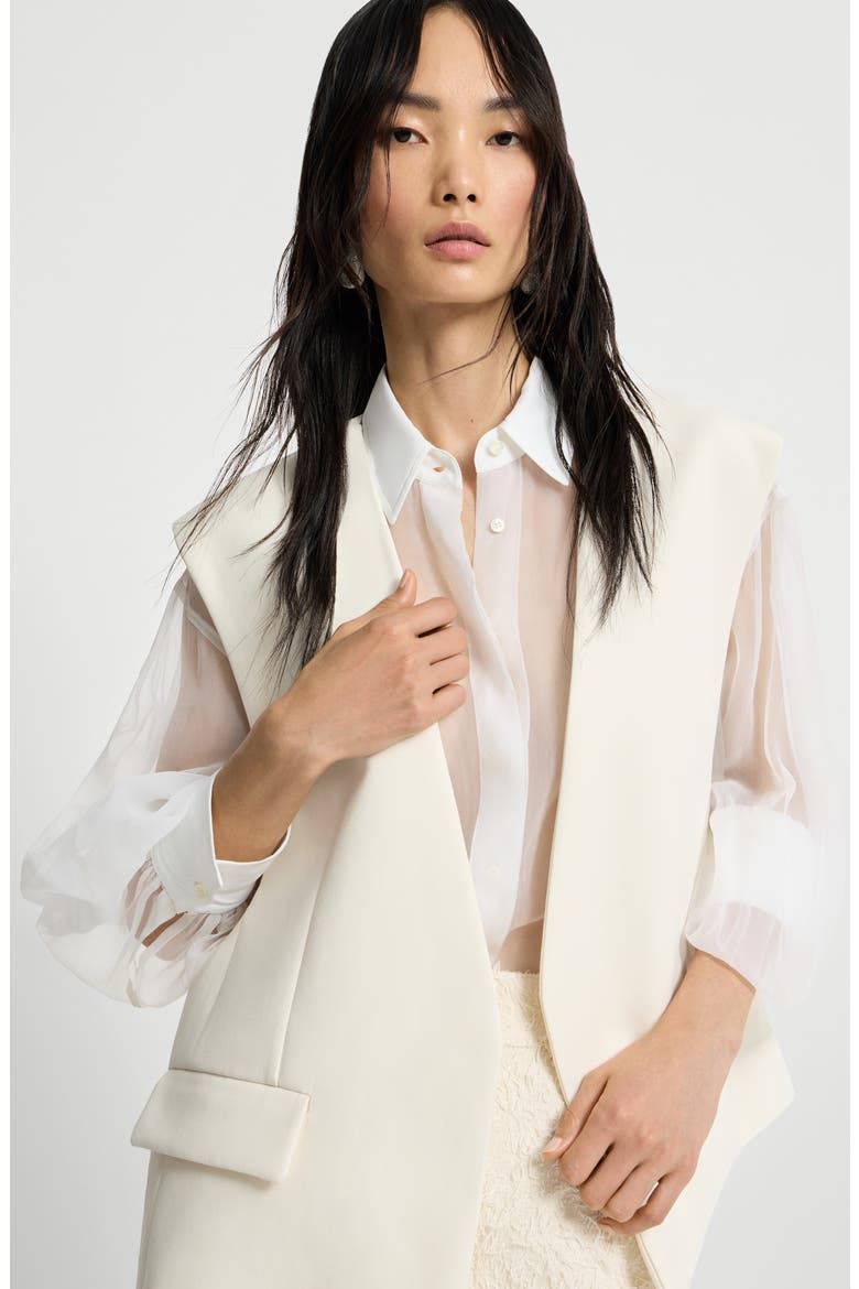 Double twill crêpe vest, Alternate, color, Ivory