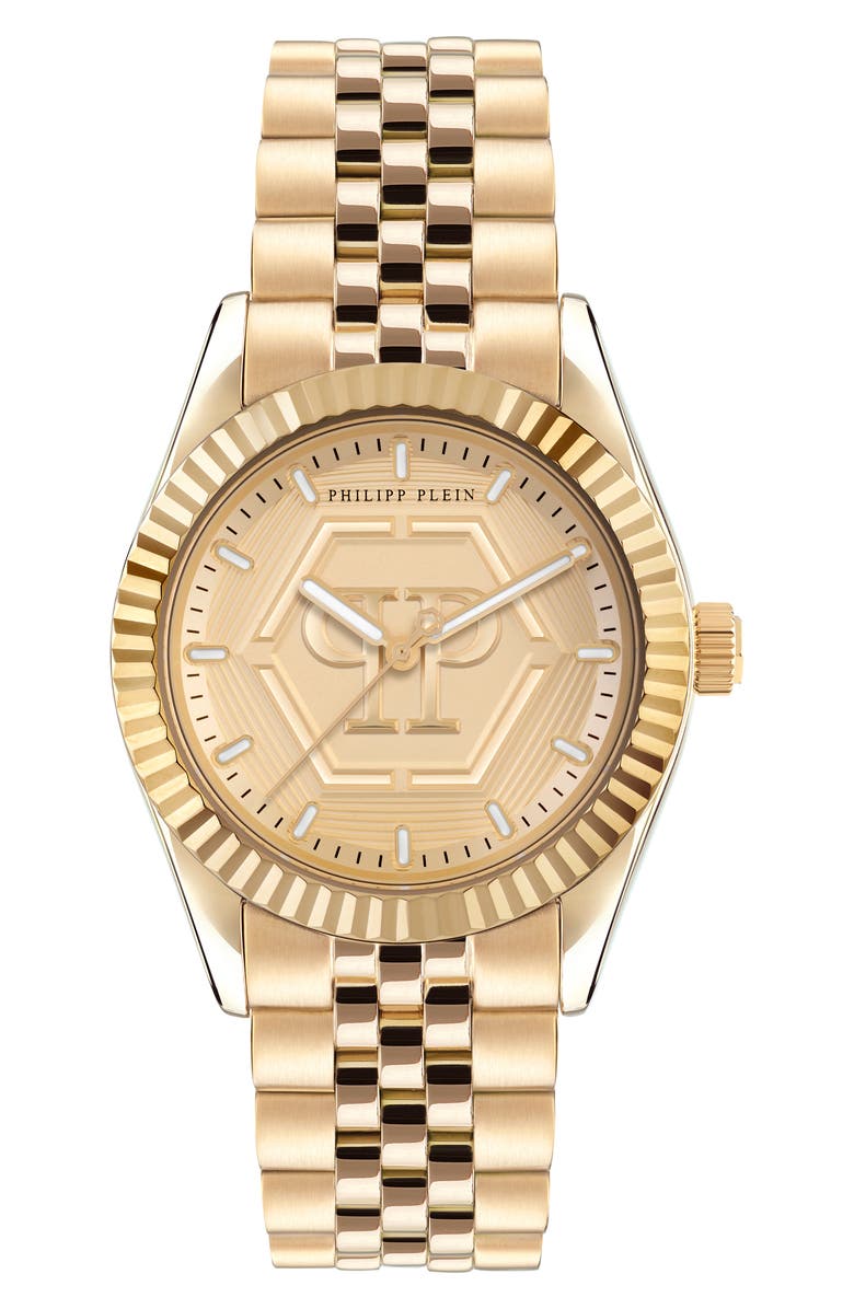 PHILIPP PLEIN Date Superlative Bracelet Watch, 38mm, Main, color, Ip Yellow Gold