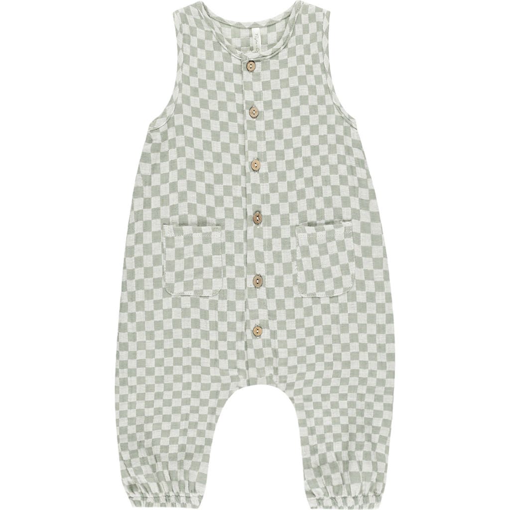 RYLEE + CRU RYLEE + CRU CHECK PRINT COTTON & LINEN ROMPER