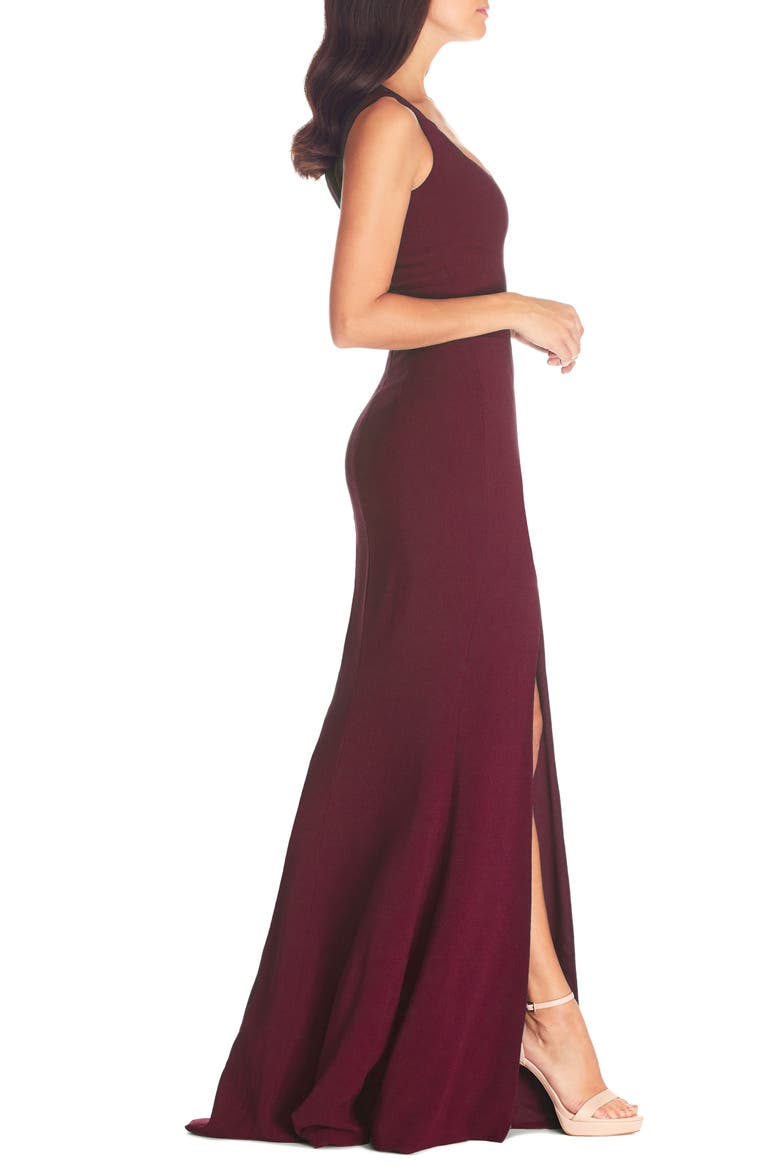 Monroe Side Slit Gown, Alternate, color, BURGUNDY