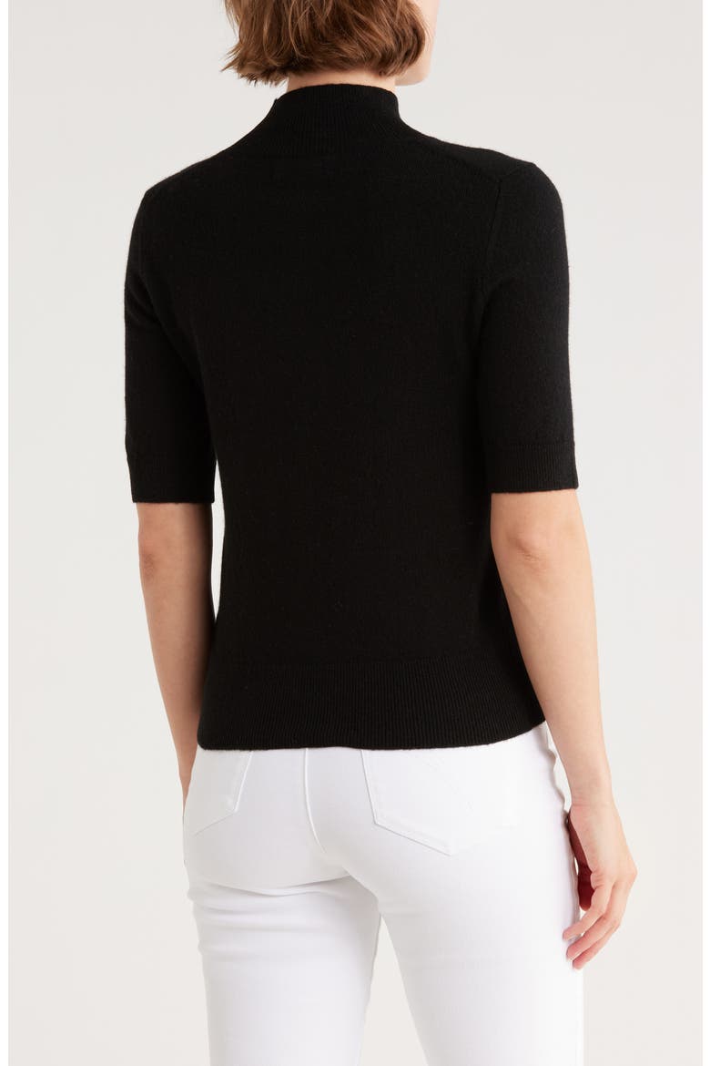 Cashmere Mock Neck Elbow Sleeve Sweater, Alternate, color, BLACK
