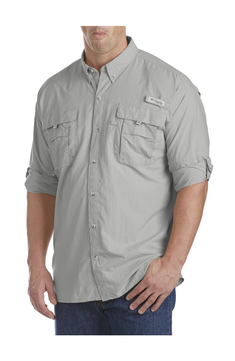 Columbia Big & Tall PFG Bahama II Long-Sleeve Sport Shirt, Alternate, color, Cool Grey