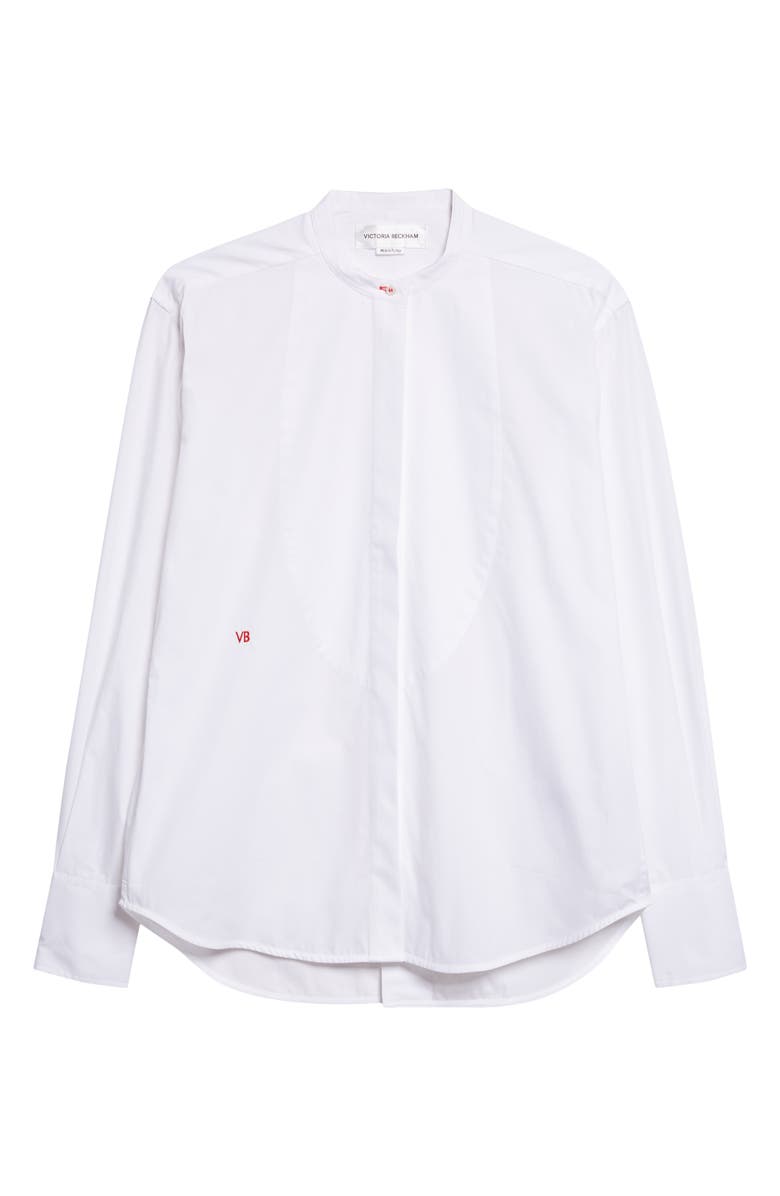 Victoria Beckham Bib Detail Cotton Poplin Button-Up Shirt, Main, color, White