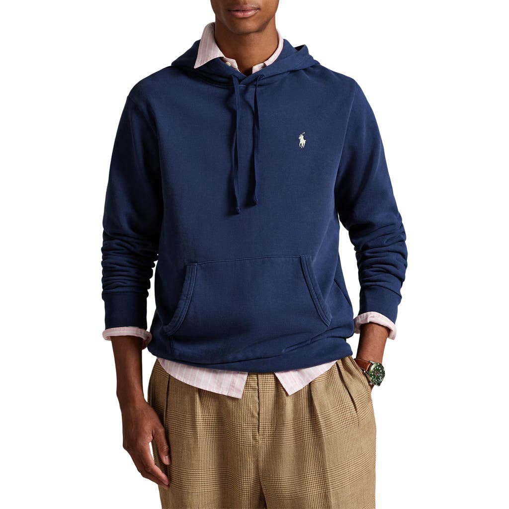 Polo Ralph Lauren Loopback Cotton Fleece Hoodie In Blue