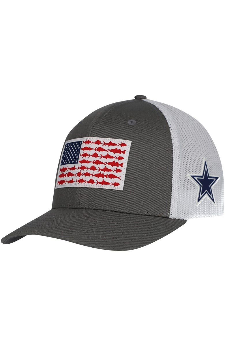 Columbia Men's Columbia Gray Dallas Cowboys PFG Fish Flag Flex Hat, Main, color, Gray