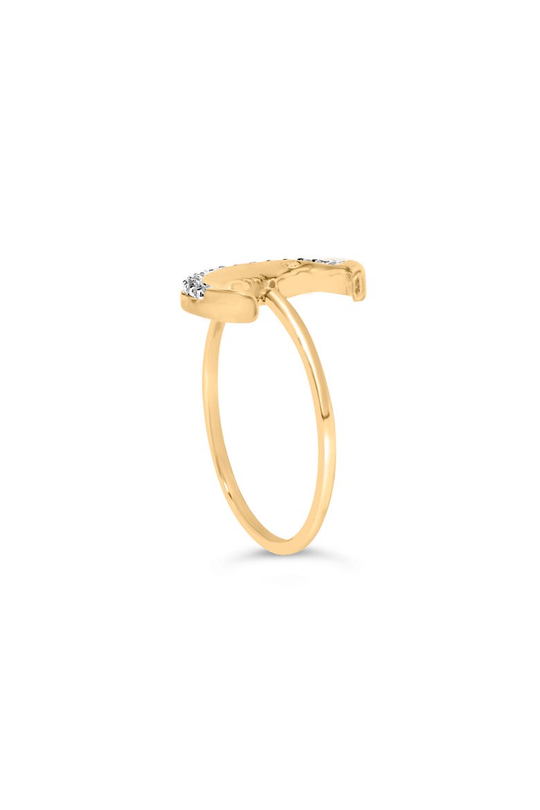 10K Yellow Gold 1/10 Cttw Diamond Crescent Moon Ring, Alternate, color, Yellow