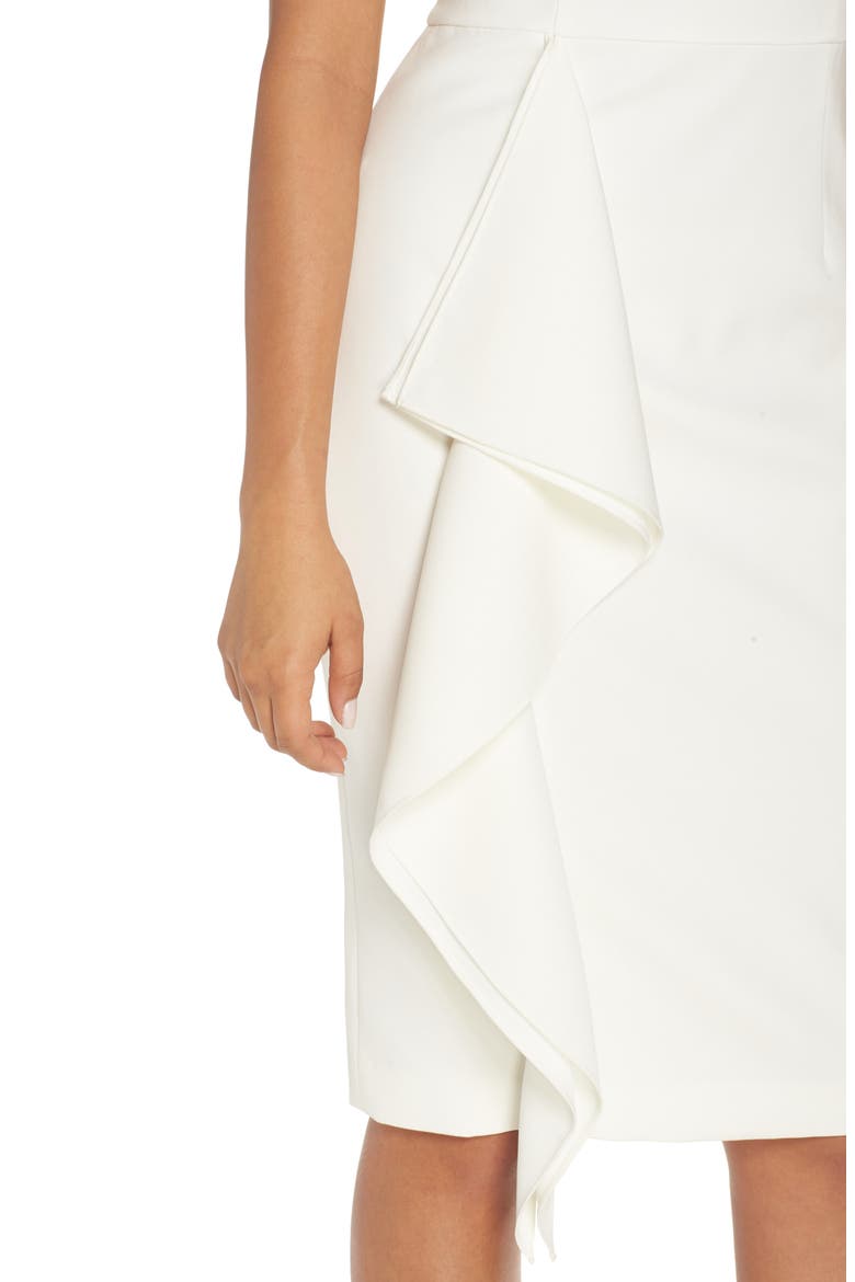 Off the Shoulder Front Ruffle Cocktail Dress, Alternate, color, IVORY