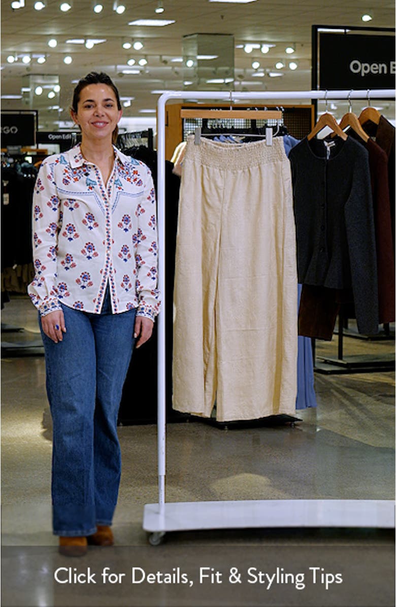 Smocked Waist Crop Wide Leg Pants, sales video thumbnail