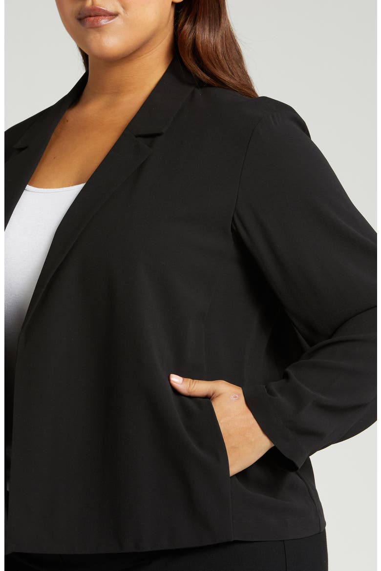 Crop Silk Blazer, Alternate, color, BLACK