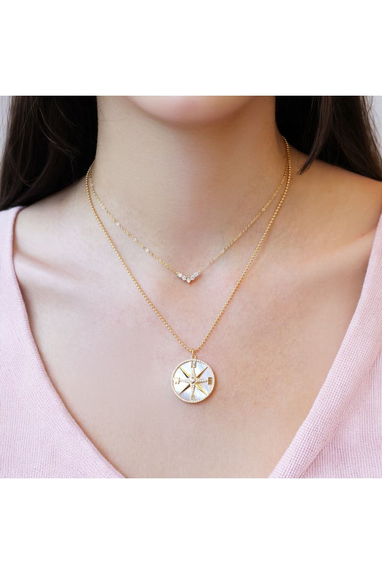 CZ Dip Necklace, Alternate, color, Gold Plated Sterling Silver