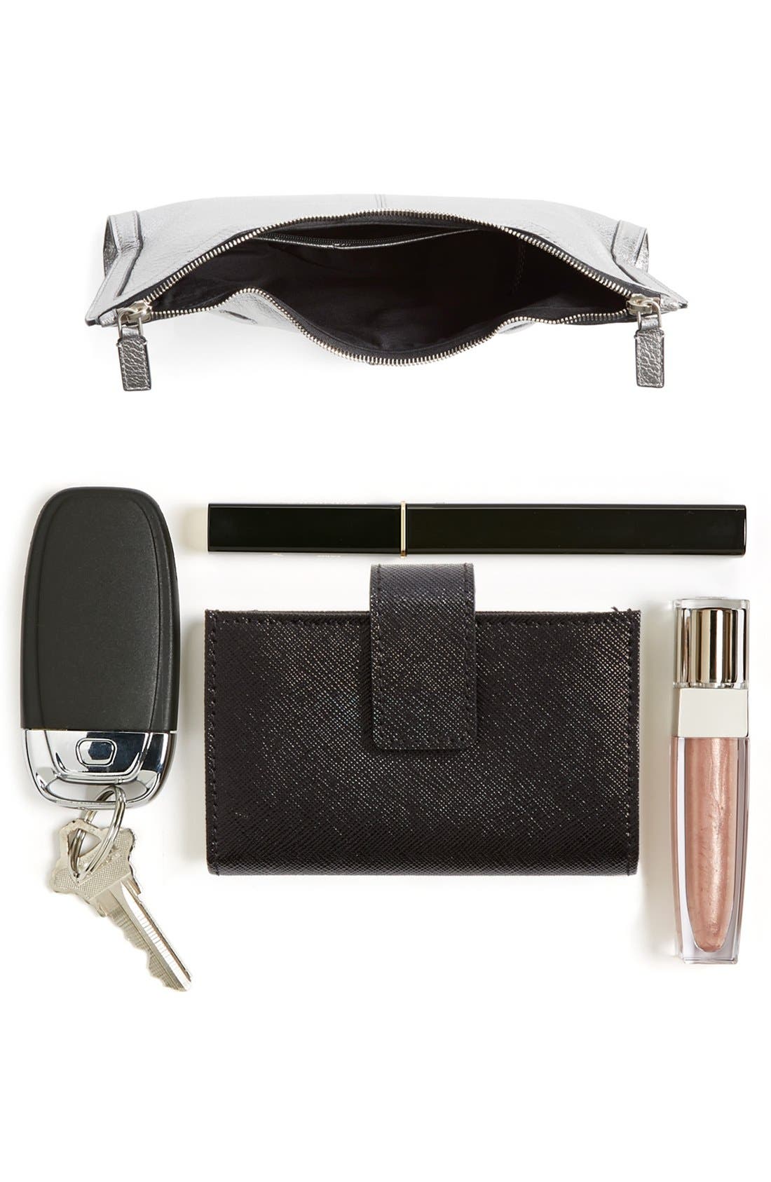 Alexander McQueen 'De Manta - Small' Metallic Leather Clutch, Alternate, color, SILVER