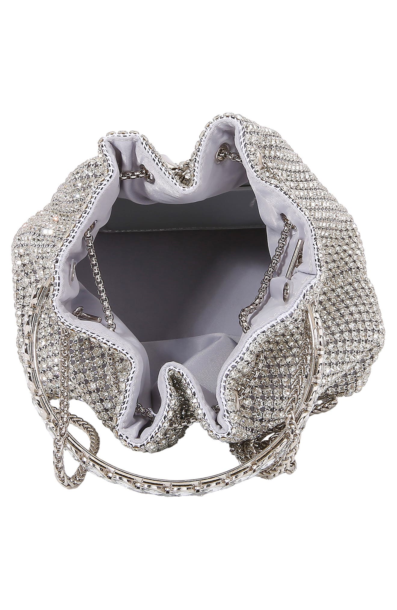 Rhinestone Ring Handle Bag, Alternate, color, SILVER