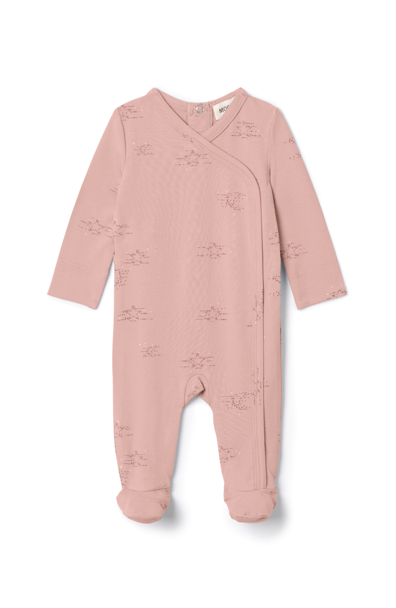 Mocha Girl Allover Stars Print Cotton Romper, Main, color, Blossom
