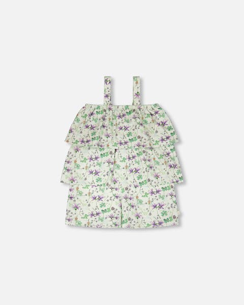 Jersey Flowers Romper with Tiers (Toddler, Little Kid & Big Kid)