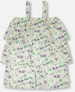 Deux par Deux Jersey Flowers Romper with Tiers